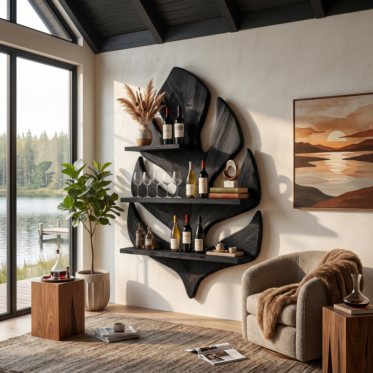 Boho Wall Wine Rack For Living Space Wine Arrangement