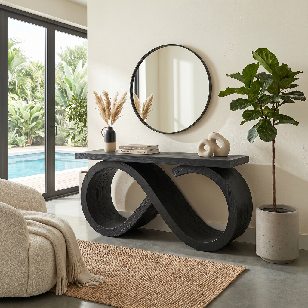 Contemporary Infinity Loop Console Table Modern Hallway