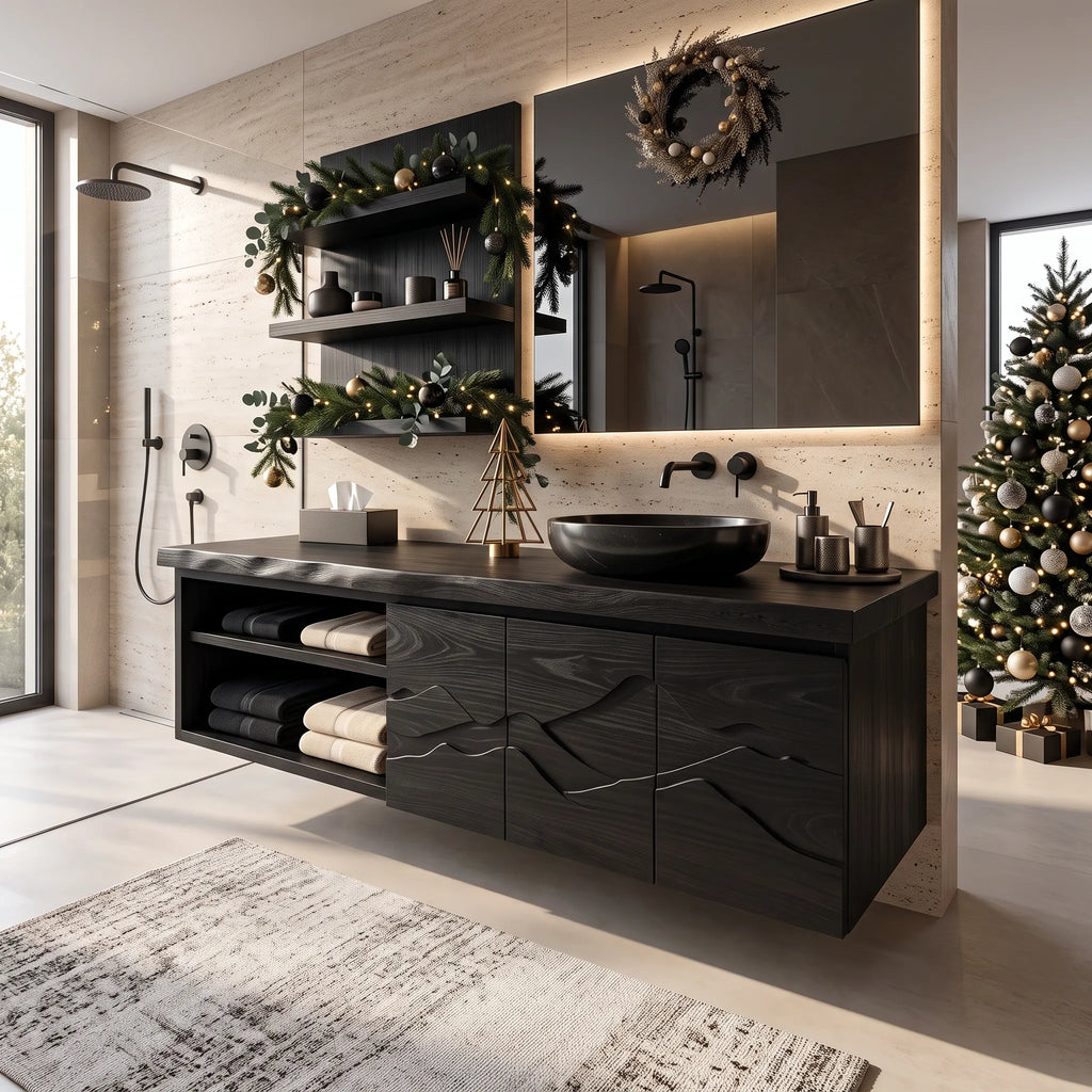 Contemporary Christmas Storage Bathroom Vanity Master Ensuite