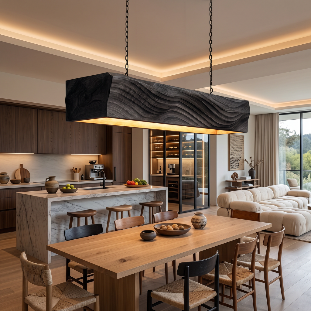 Artistic Wooden Pendant Light For Dining Room