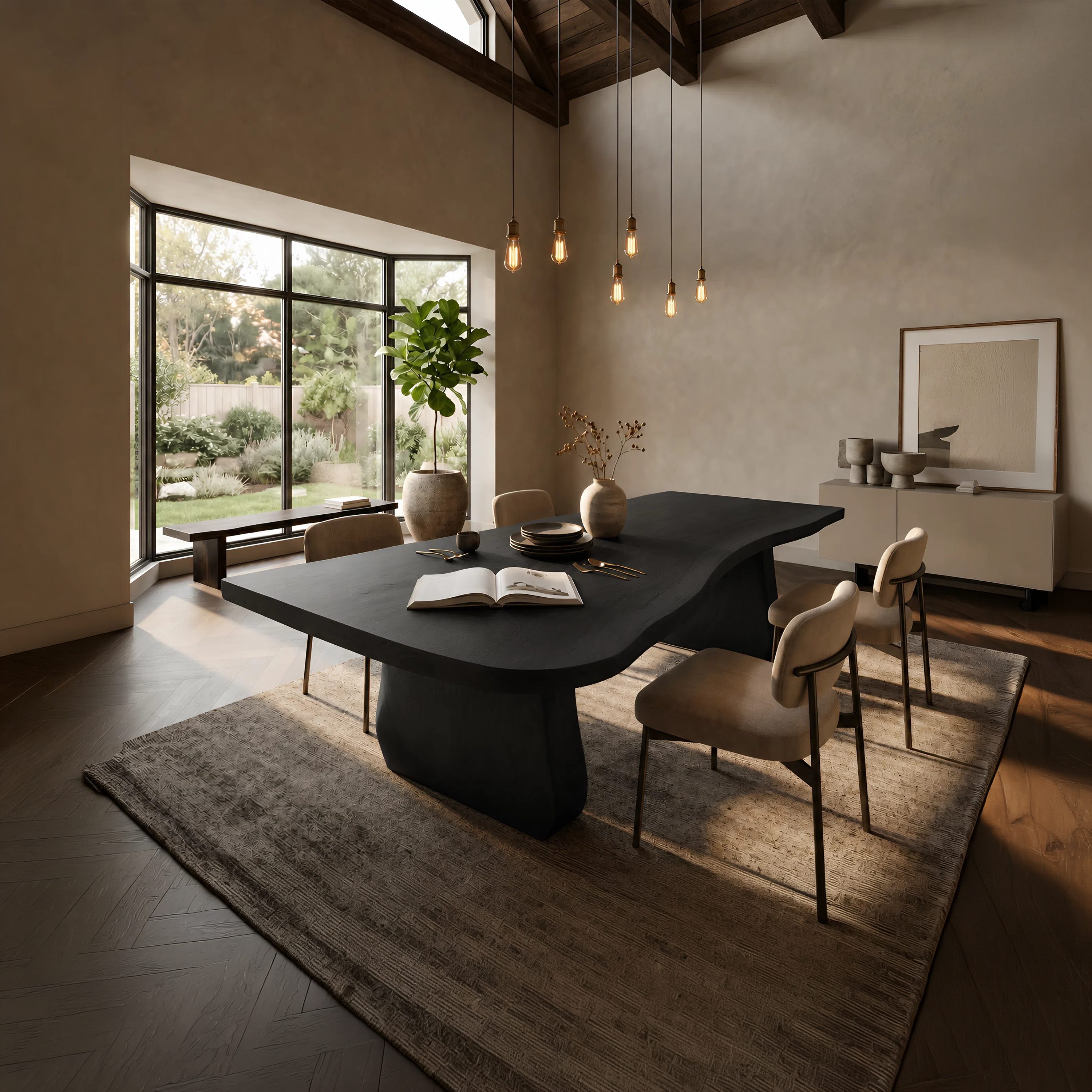 Contemporary Sculpted Base Dining Table For Modern Dining Interior