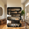 Contemporary Natural Wood Bookshelf With Rounded Form For Home