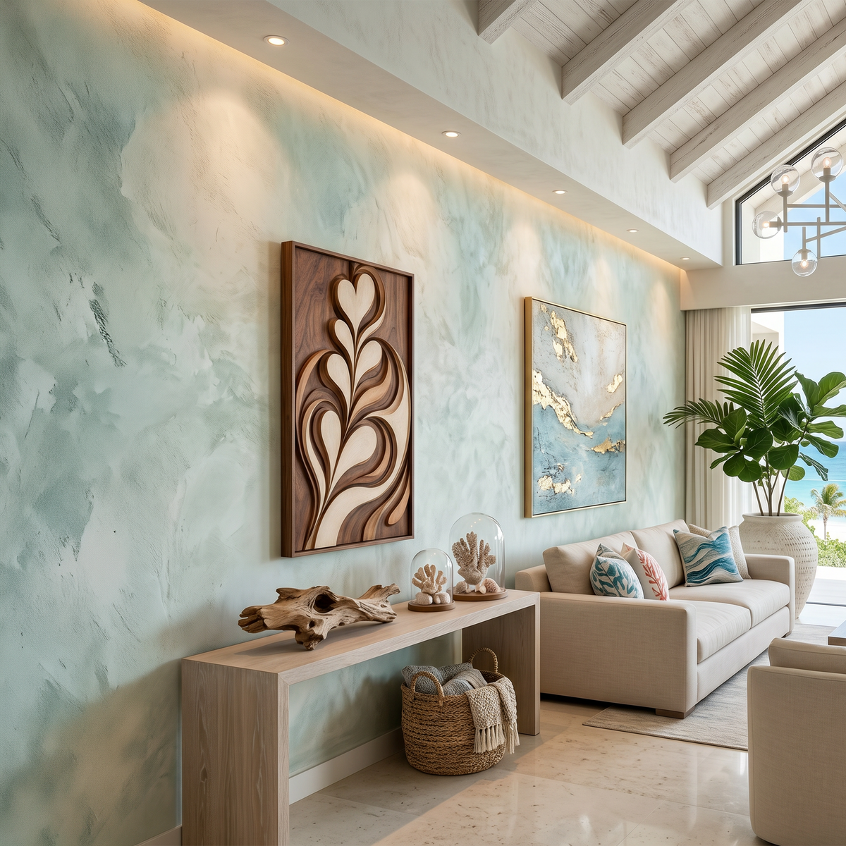 Contemporary Latte Leaf Wall Art For Living Room