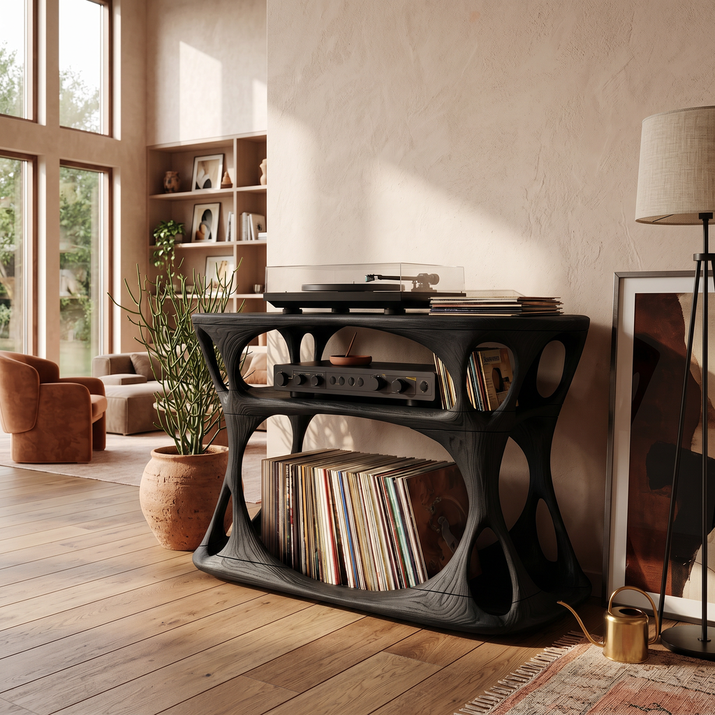 Contemporary Record Player Cabinet For Apartment Interior Space