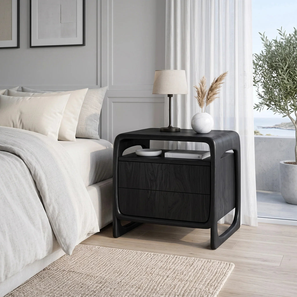 Contemporary Sculptural Open Frame Nightstand For Bedroom
