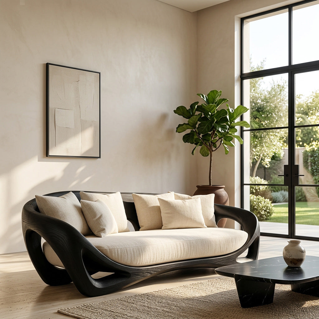 Contemporary Organic Wood Sofa For Living Room