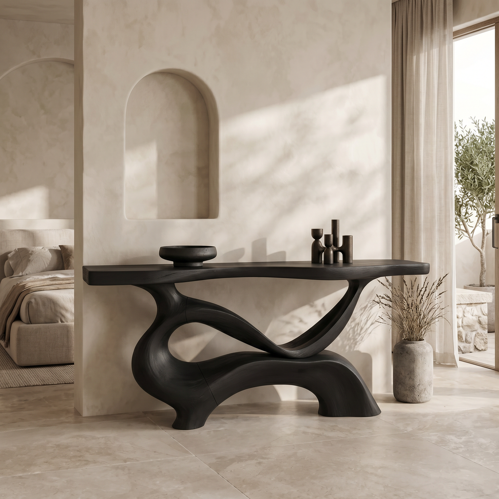 Contemporary Sculptural Base Console Table Modern Hallway