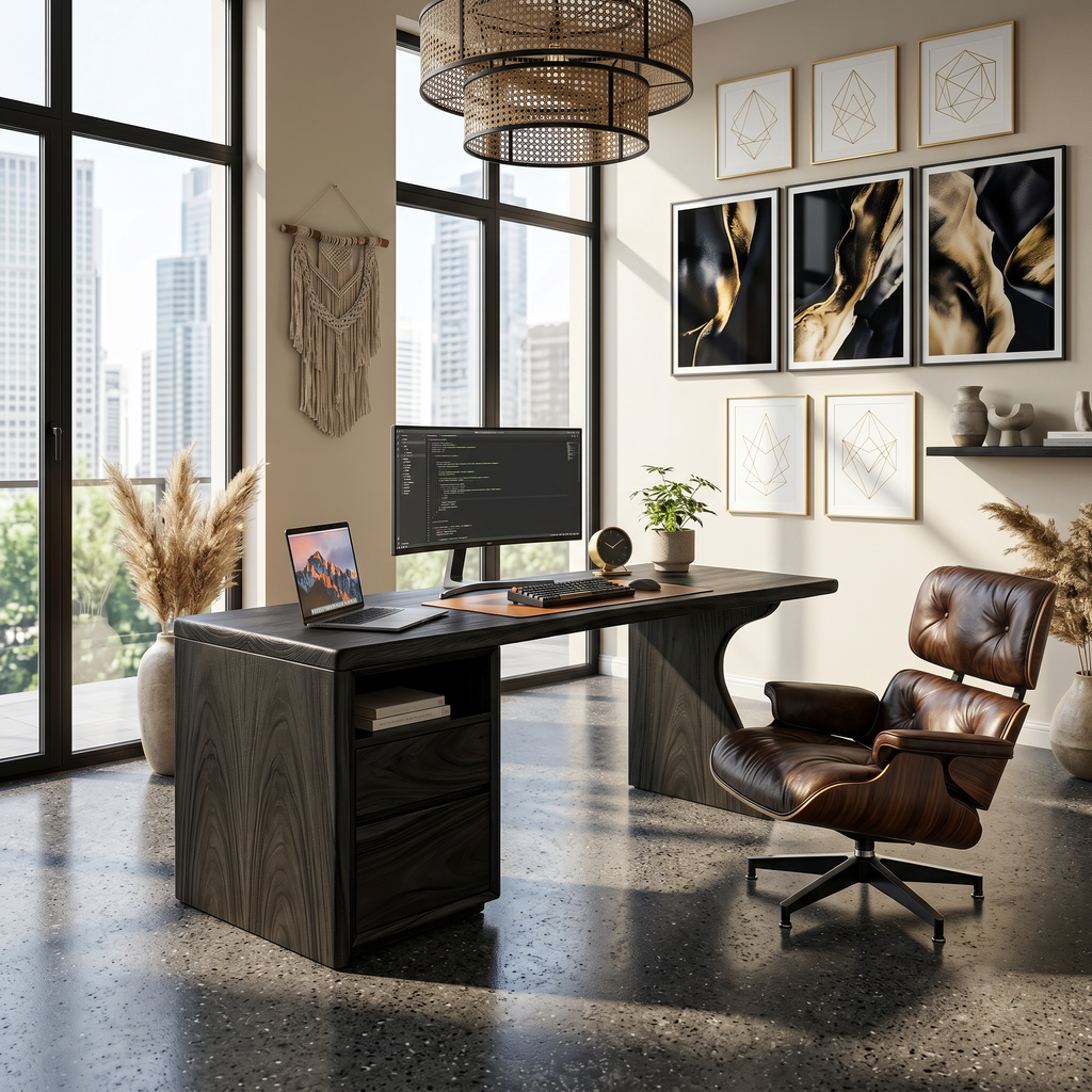 Contemporary Laptop Desk With Side Storage For City Apartment Office