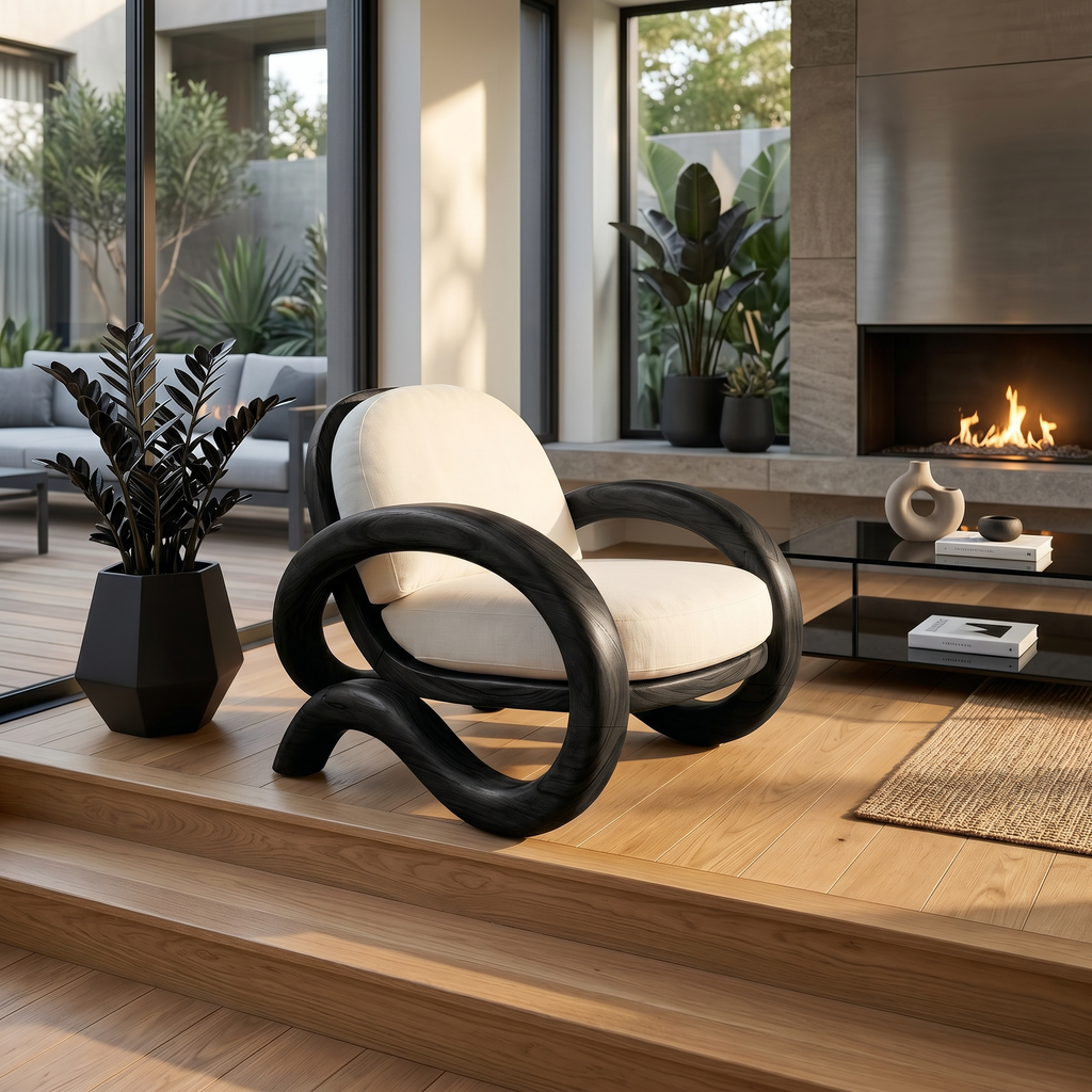 Contemporary Curved Lounge Chair Modern Villa Interior