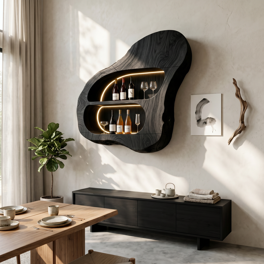 Contemporary Glass Holder Wine Rack Shelf For Dining Room