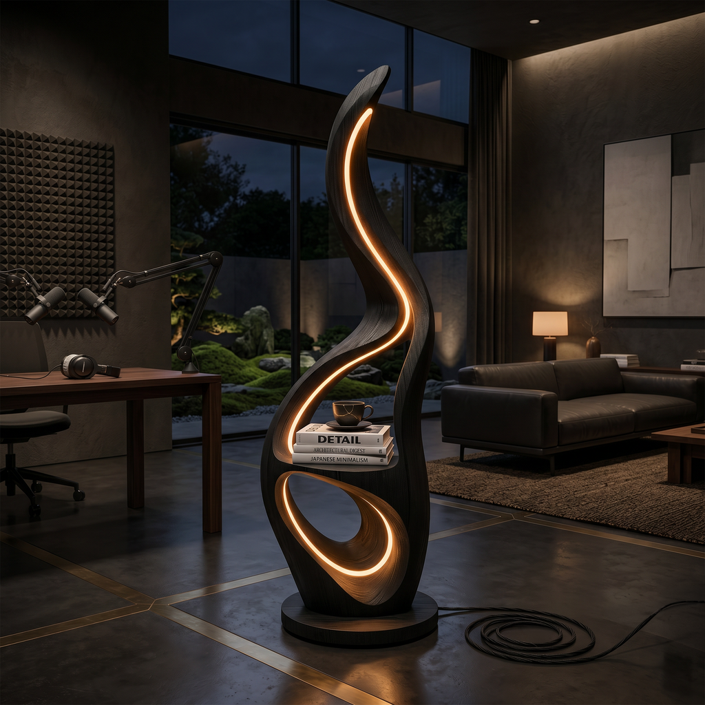 Contemporary Ring Lamp With Table For Lounge