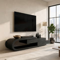 Contemporary Rounded TV Console With 2 Tiers For Living Room