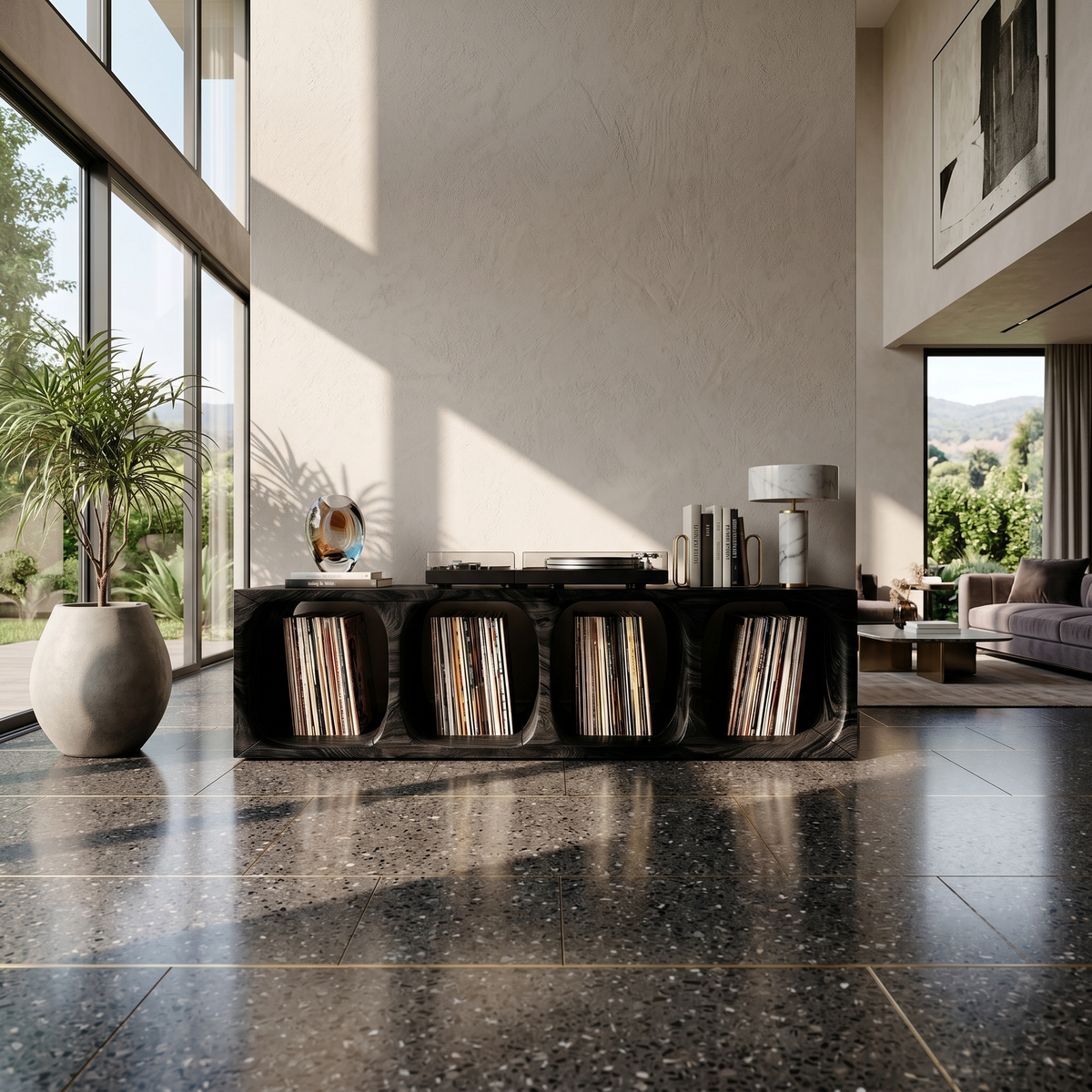 Contemporary Arch Vinyl Storage Cabinet Luxury Lounge