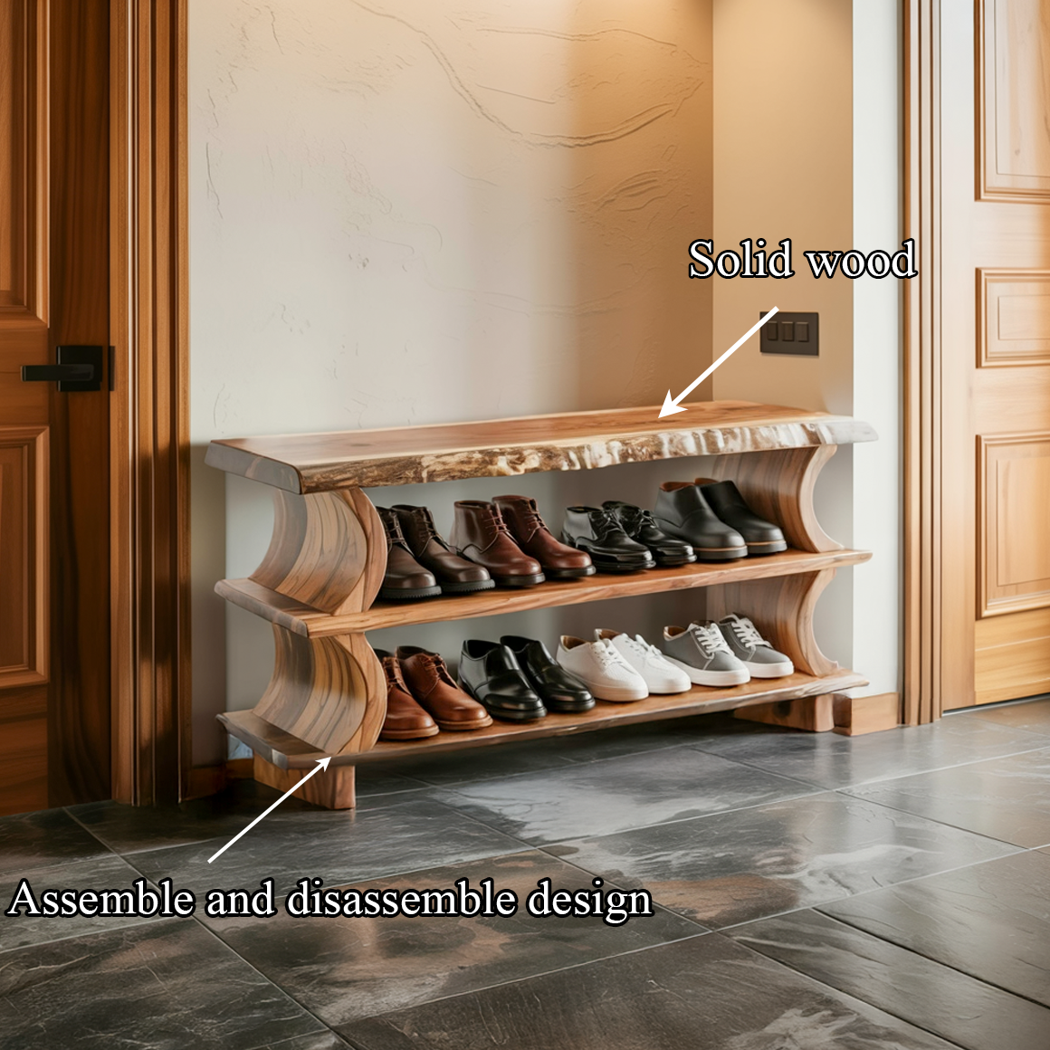 Artistic Wave Shoe Stand Mudroom And Entryway - view 4