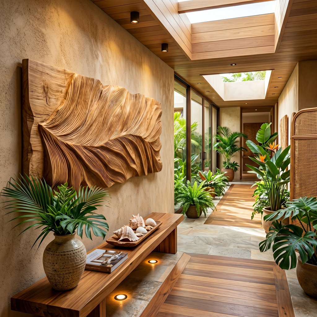 Botanical Wall Art With Leaf Relief For Office