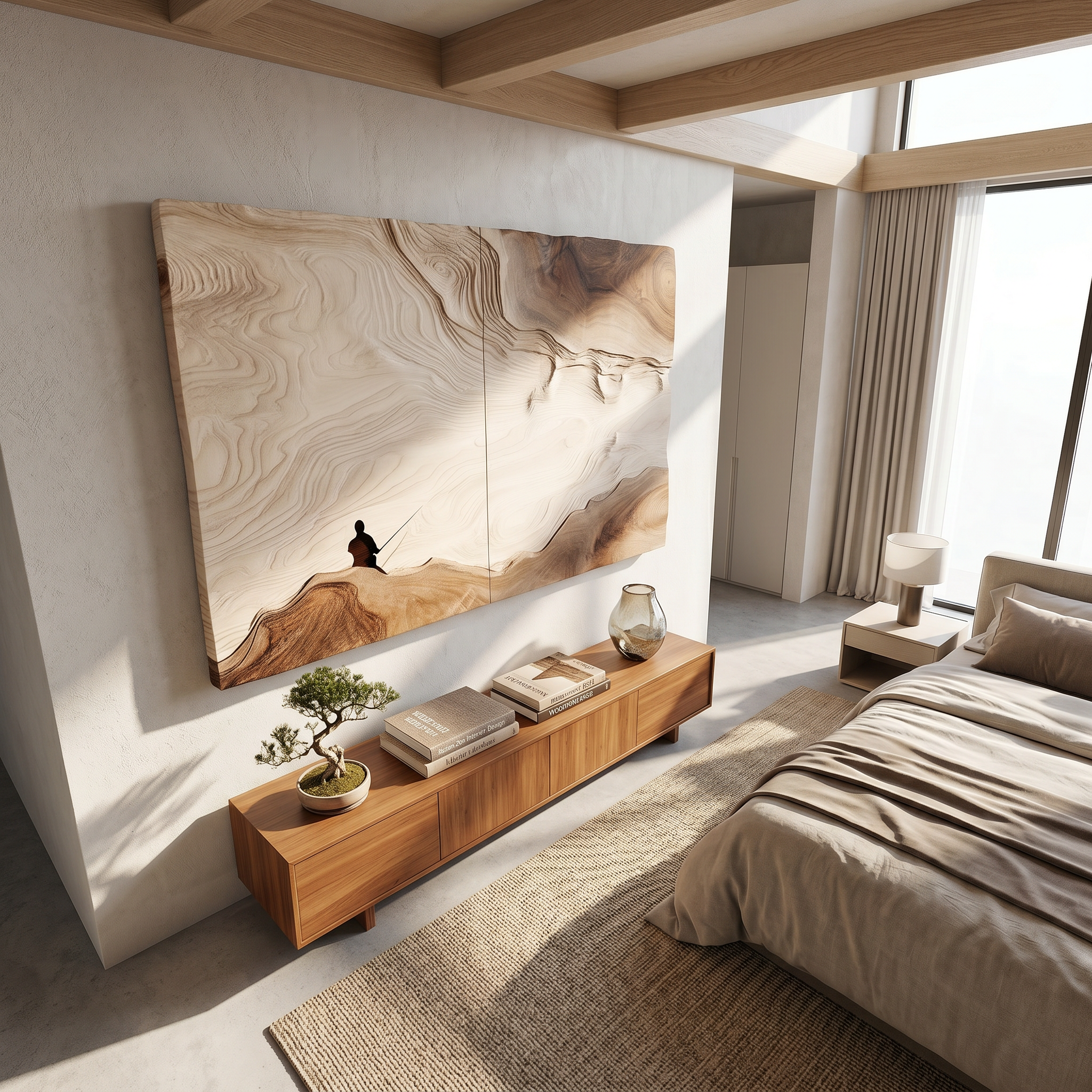 Artisan Carved Abstract Wood Wall Art For Modern Organic Interior Design