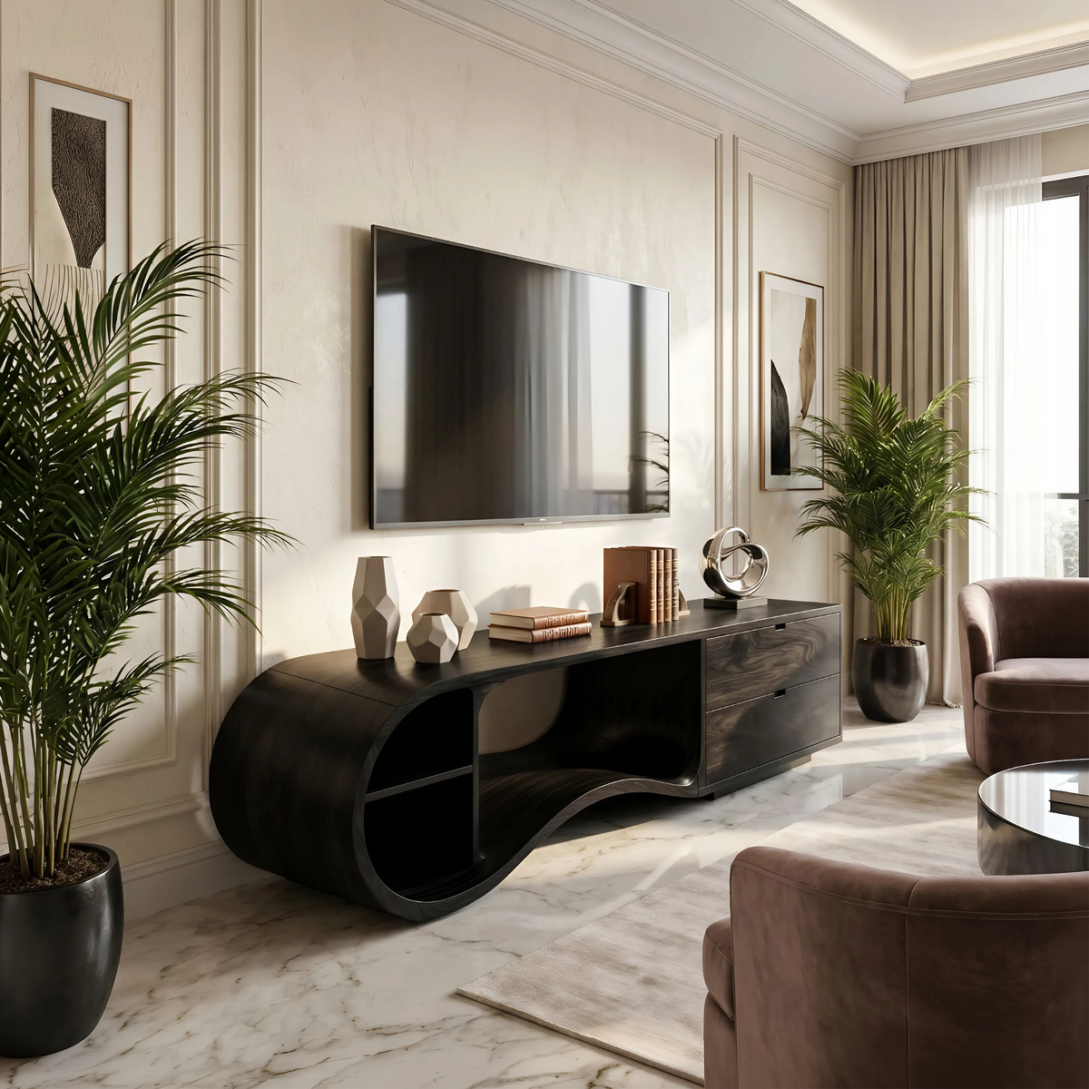 Contemporary Organic TV Cabinet For Living Room