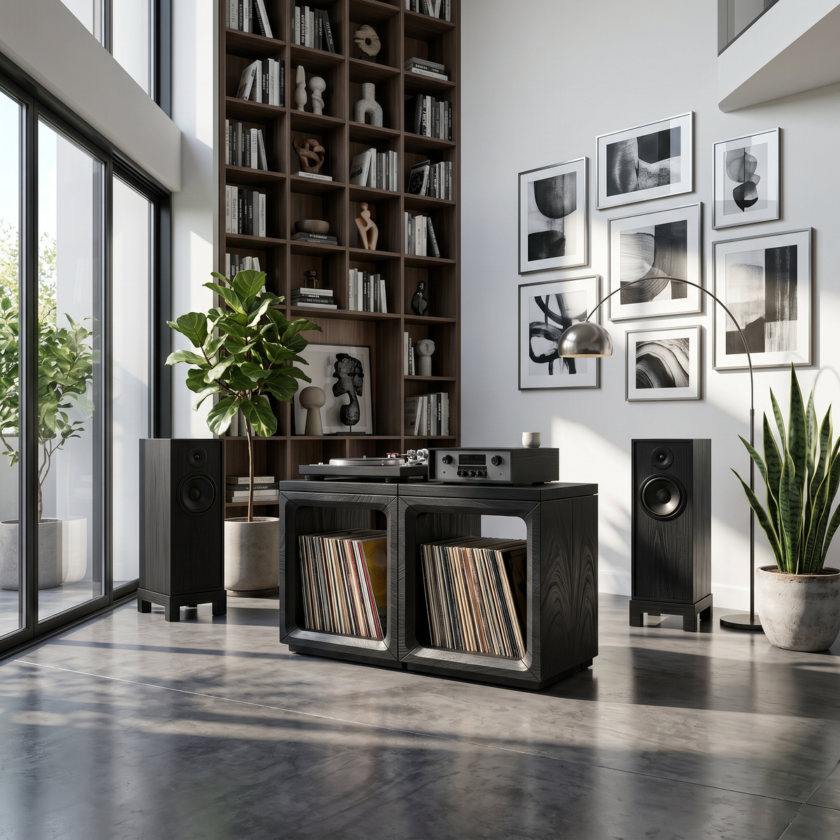 Coastal Minimalist Record Storage Cabinet Beach House