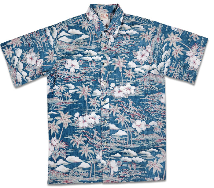 Surfer Reverse (Teal) Hawaiian Shirts
