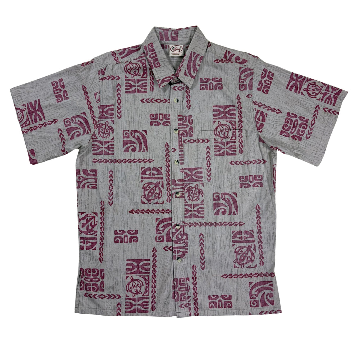 Tribal Honu Reverse (Beige) Hawaiian Shirts