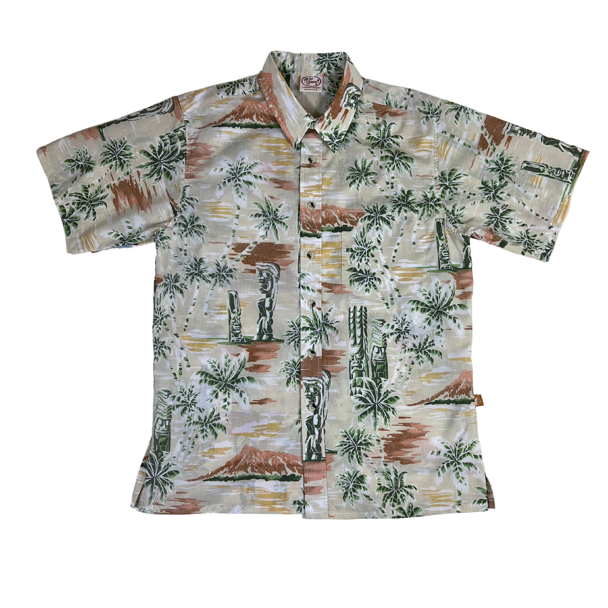 Tiki Sunset Reverse (Sand) Hawaiian Shirts