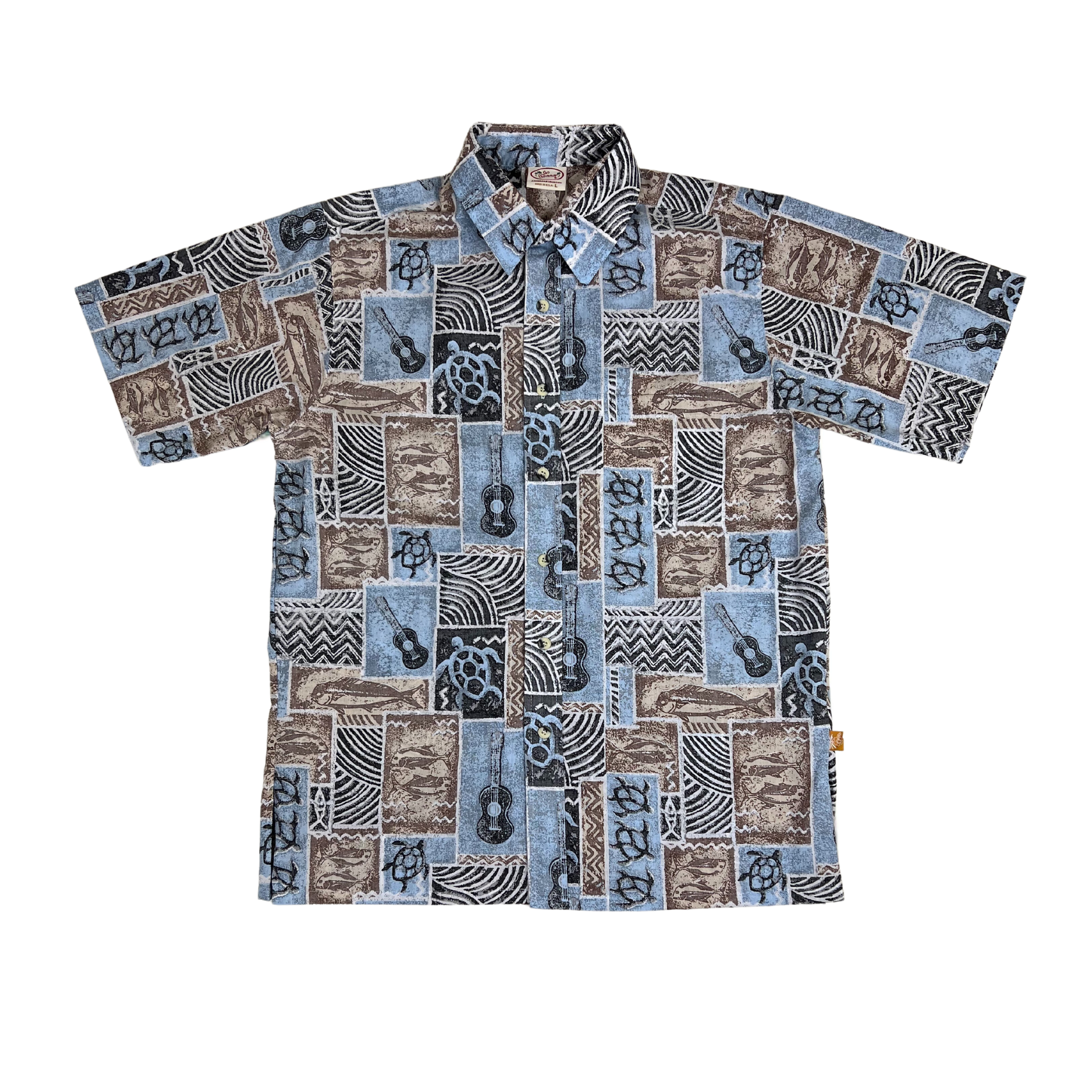 Ukulele Tapa Reverse (Blue) Hawaiian Shirts