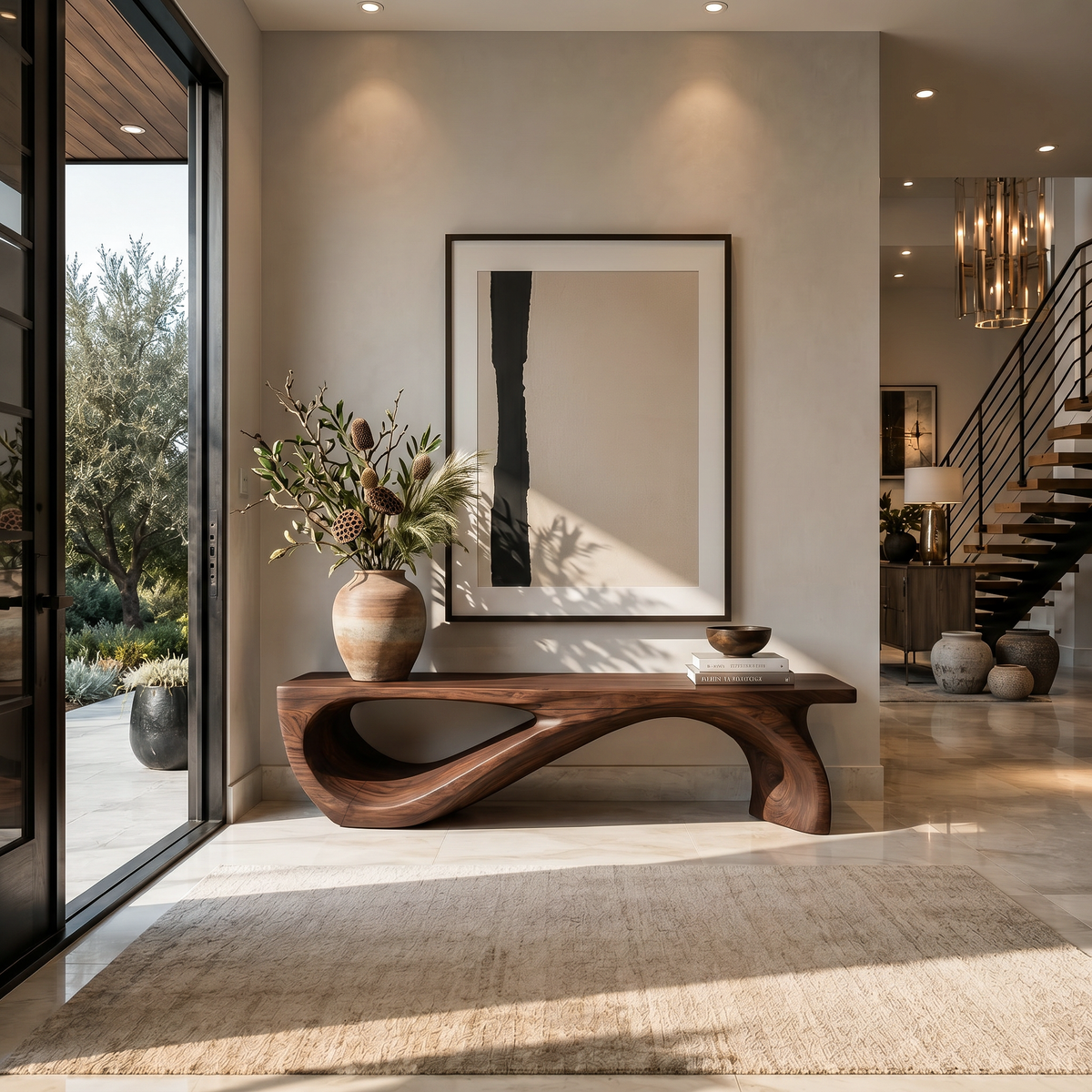 Architectural Bench Sculpted For Modern Hallway Decor