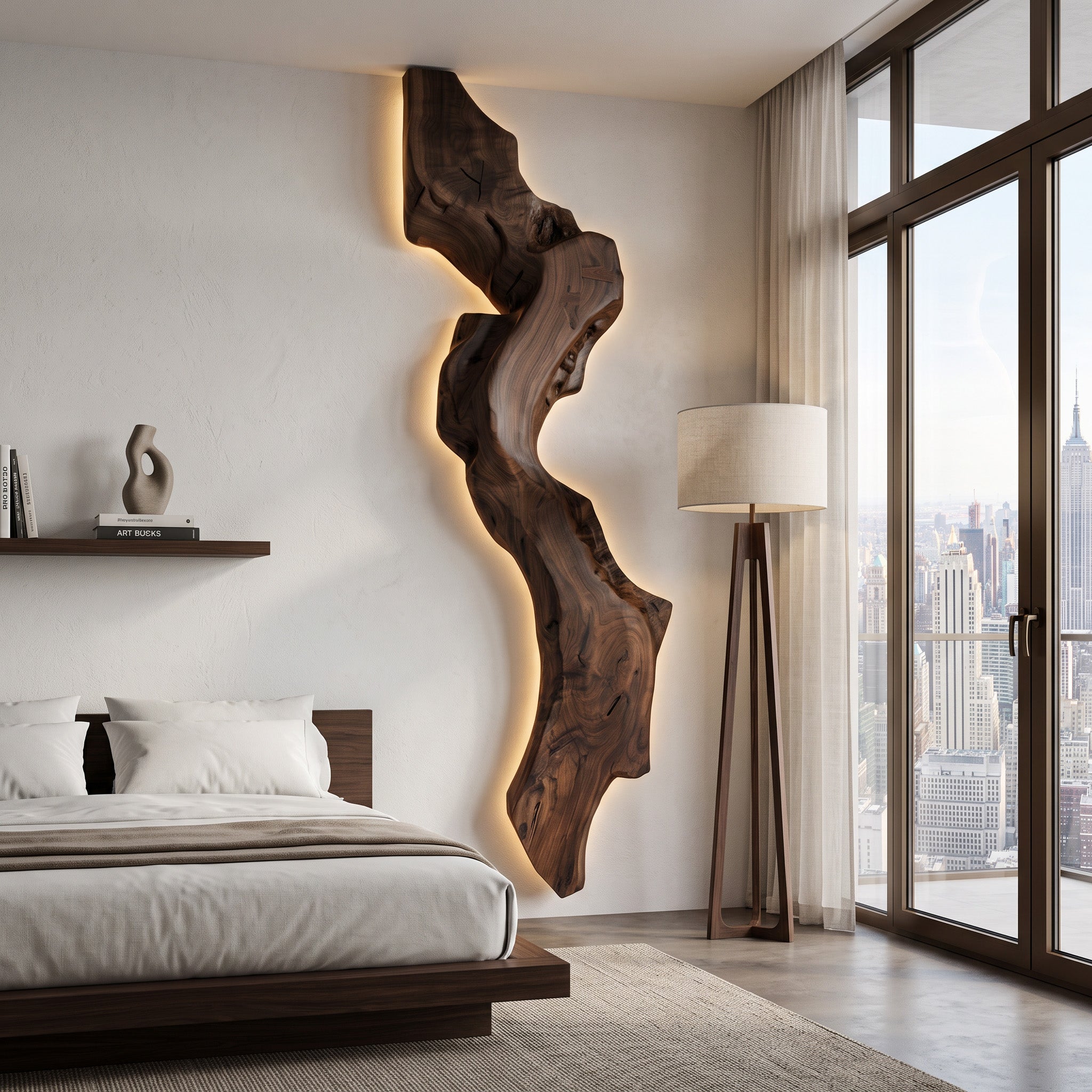 Abstract Live Edge Wall Lamp For Bedroom