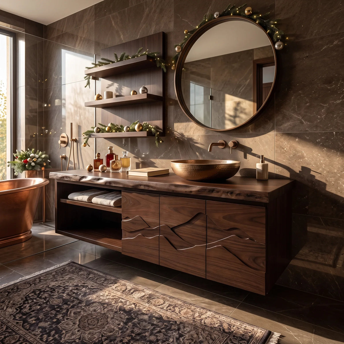 Contemporary Christmas Storage Bathroom Vanity Master Ensuite