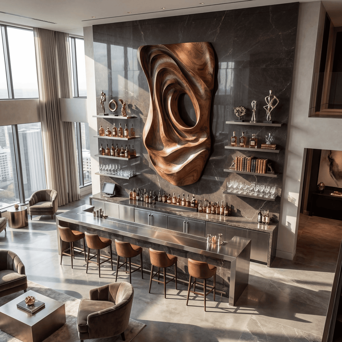 Contemporary Fluid Wall Art Panel For Entryway Interior