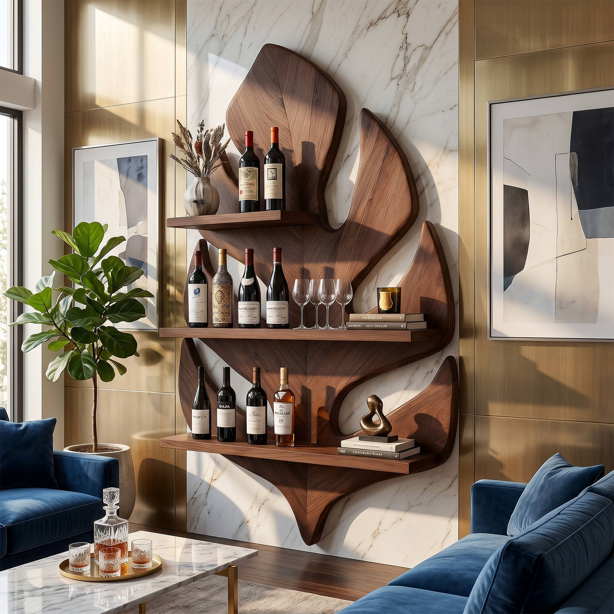 Boho Wall Wine Rack For Living Space Wine Arrangement