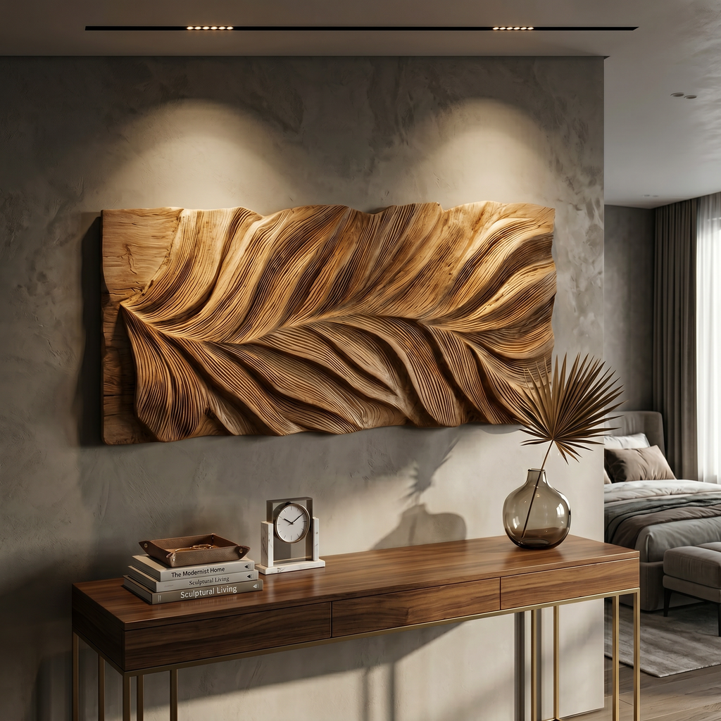 Botanical Wall Art With Leaf Relief For Office