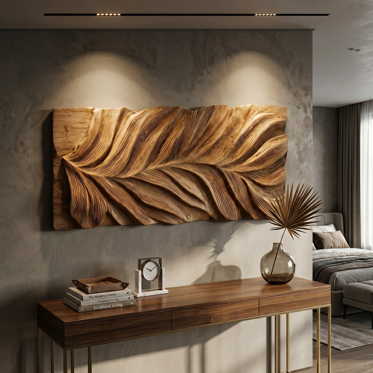 Botanical Wall Art With Leaf Relief For Office