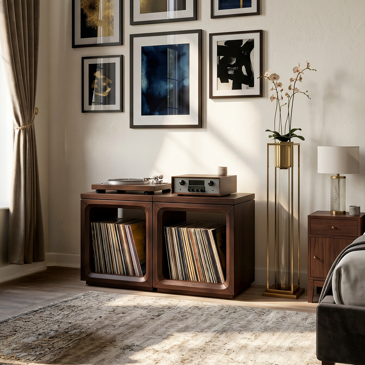 Coastal Minimalist Record Storage Cabinet Beach House