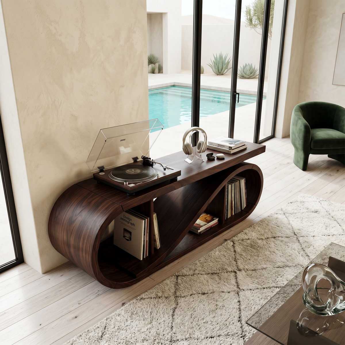 Coastal Wave Record Storage Cabinet Beach Residence