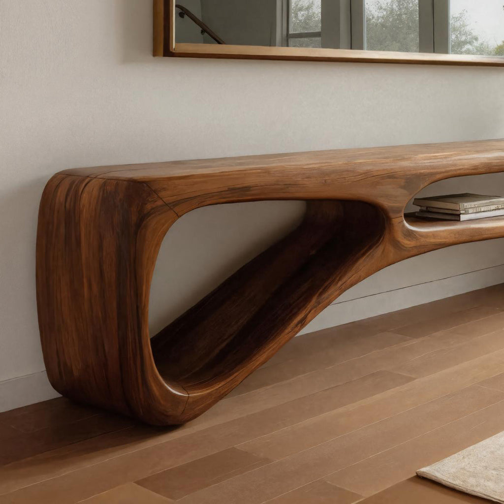 Contemporary Curved Bench For Living Room Or Entryway