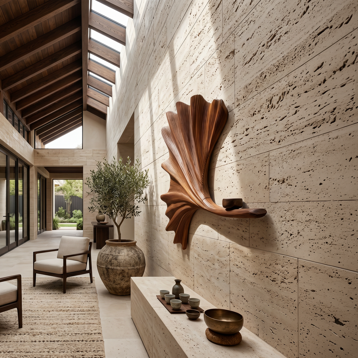 Contemporary Ginkgo Leaf Wall Shelf For Interior
