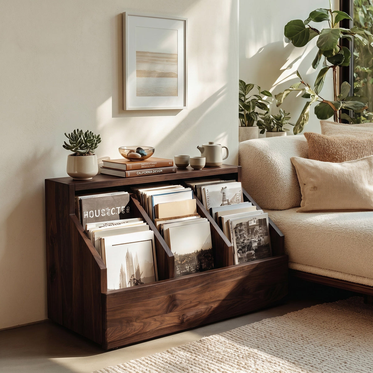 Contemporary Angled Pocket Magazine Rack For Living Room