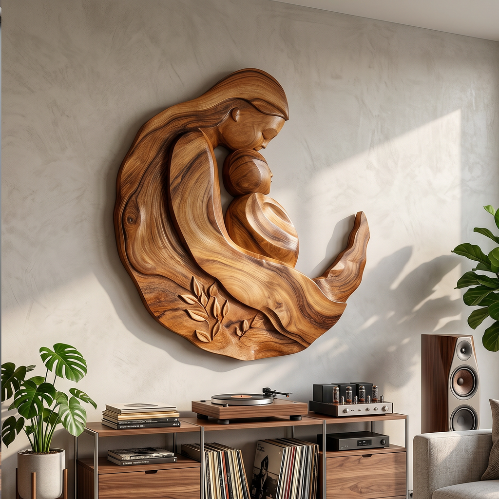 Artistic Motherhood Wall Decor With Carved Detail For Office