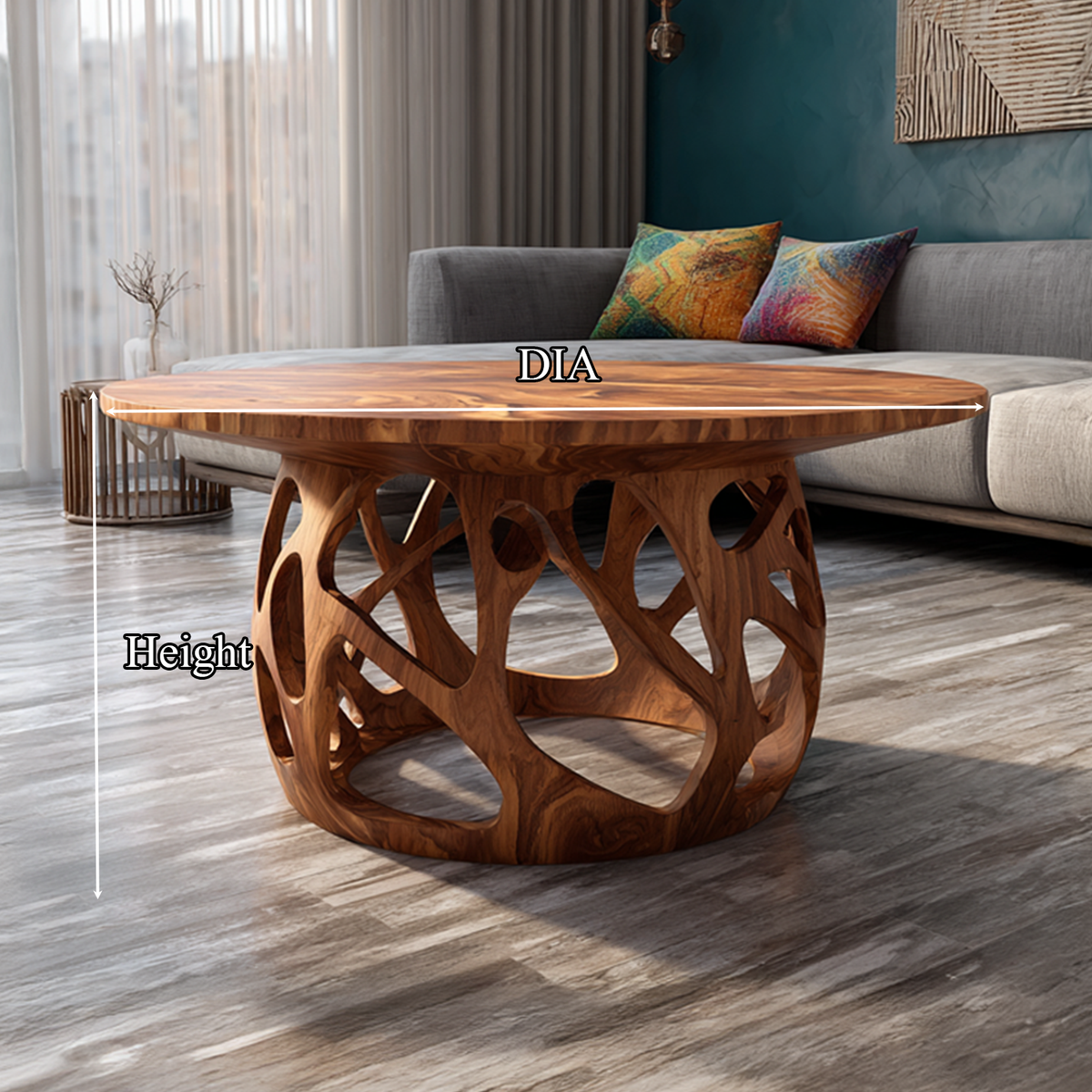 Coffee Table Solid Wood Handmade Art Style Gift - view 5