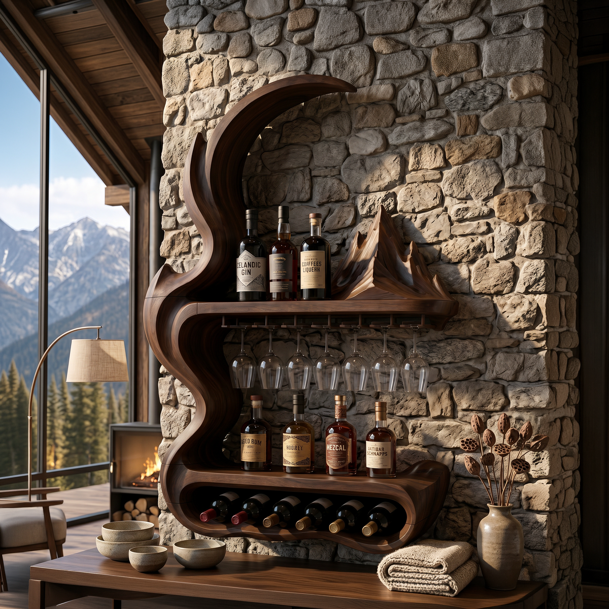 Contemporary Artistic Wine Rack For Open Interior
