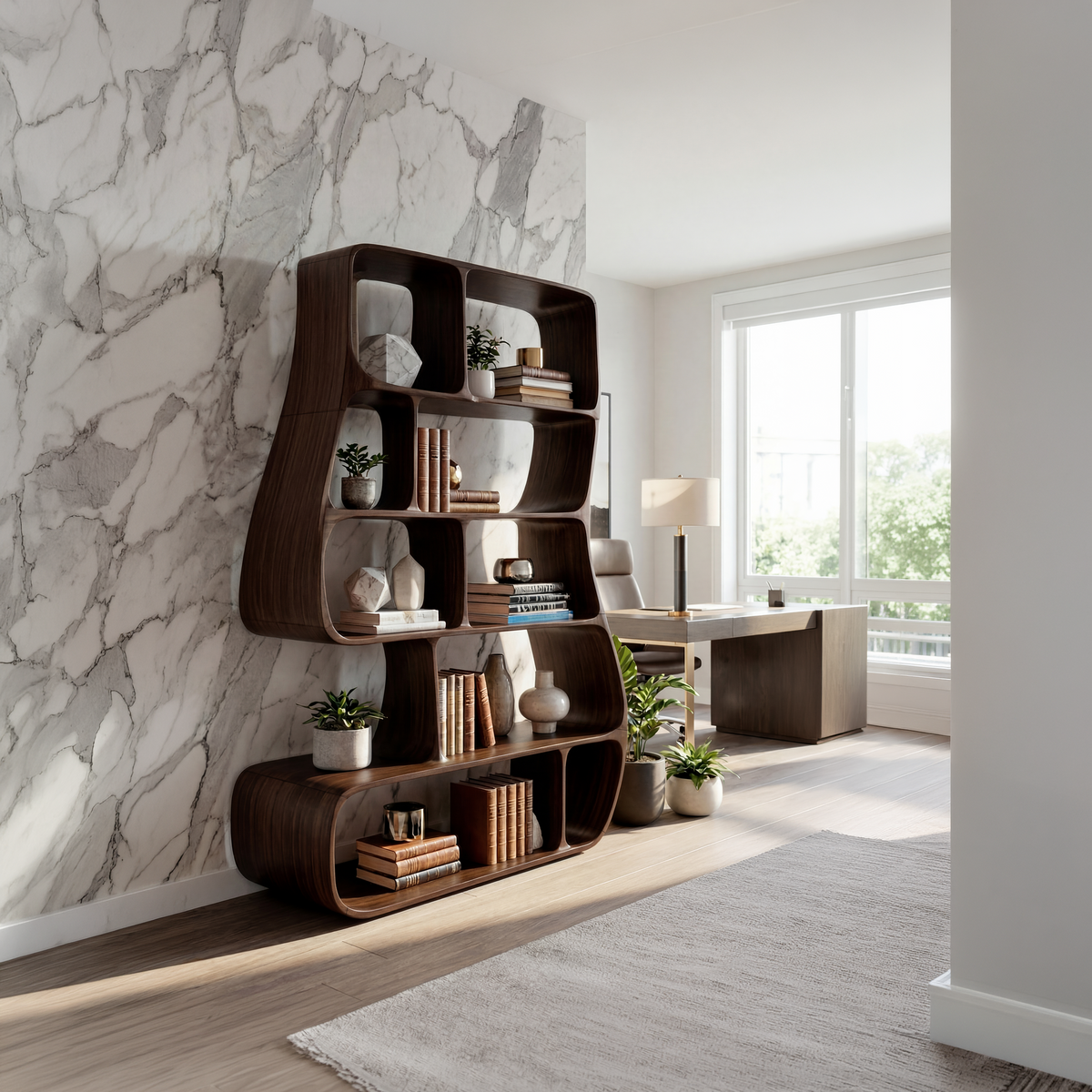 Contemporary Artistic Bookshelf Bedroom Corner Display