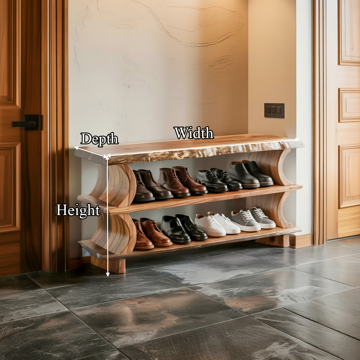 Artistic Wave Shoe Stand Mudroom And Entryway - view 5