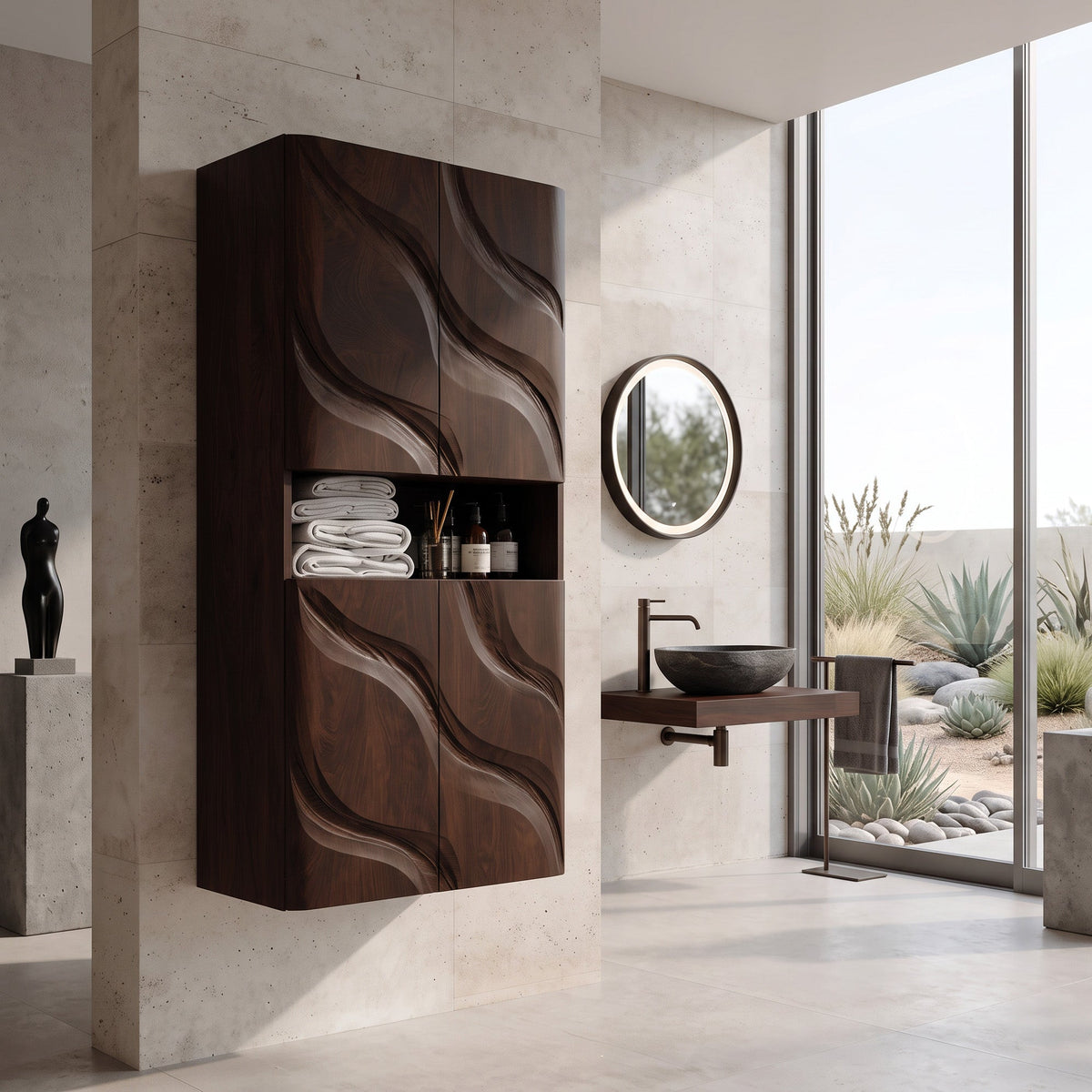 Contemporary Bathroom Cabinet Waves Design For Bathroom