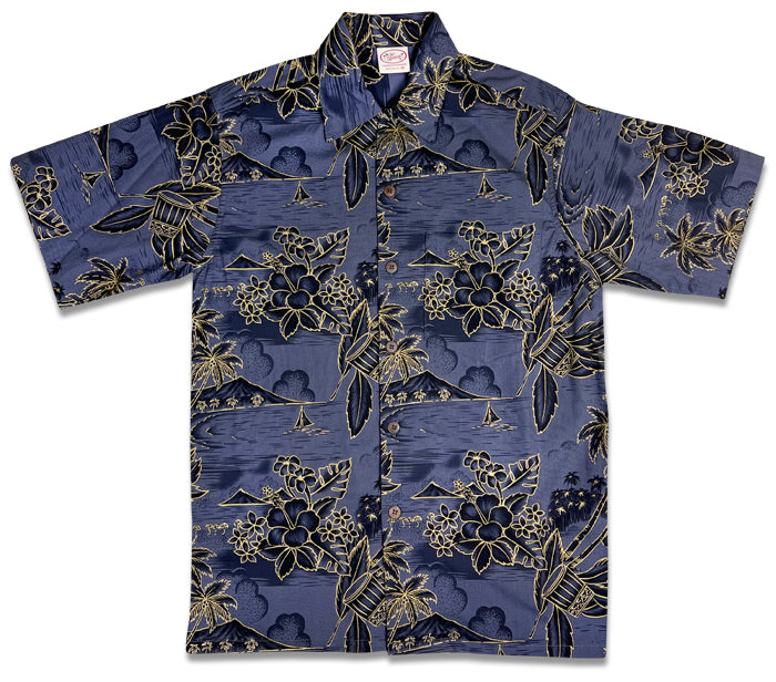 Hawaii Gold (Charcoal) Hawaiian Shirts