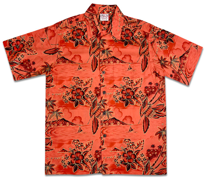 Hawaii Gold (Orange) Hawaiian Shirts