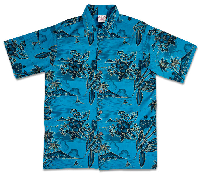Hawaii Gold (Teal) Hawaiian Shirts