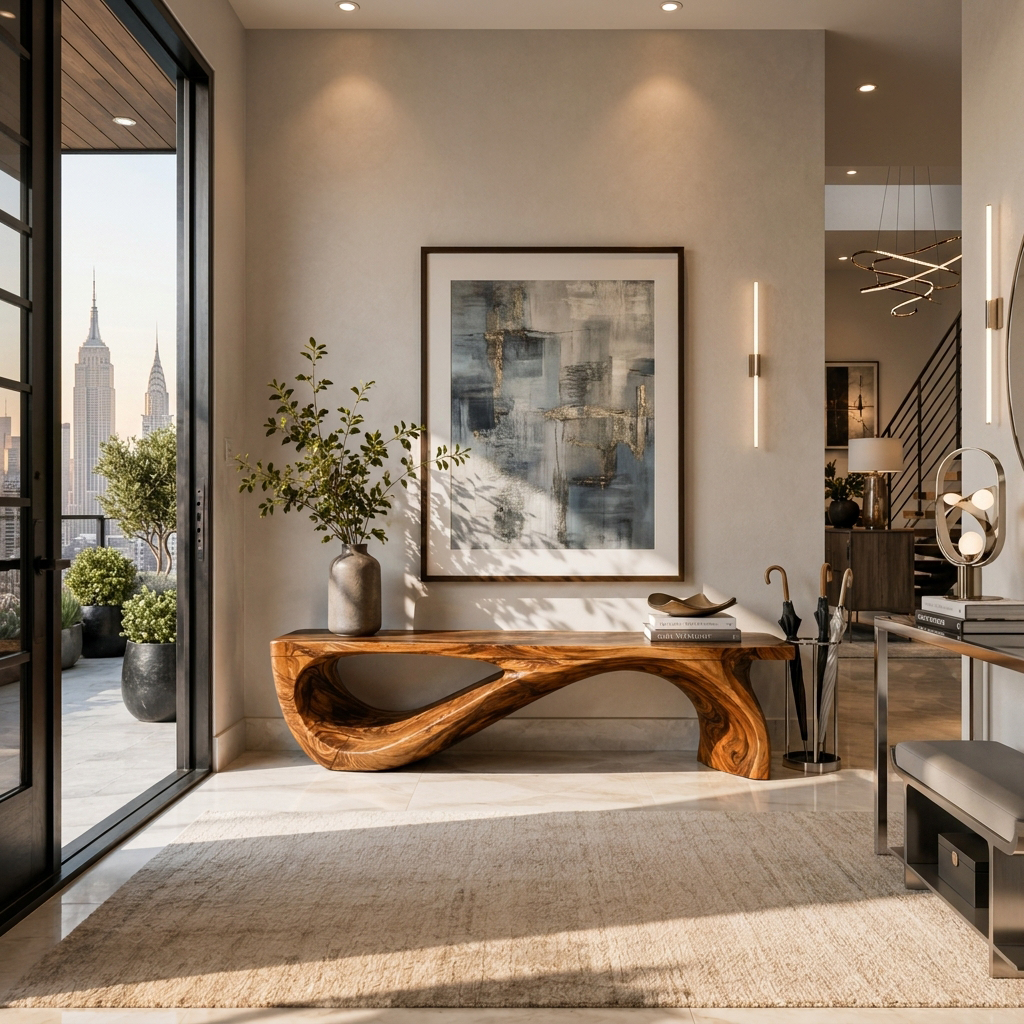 Architectural Bench Sculpted For Modern Hallway Decor