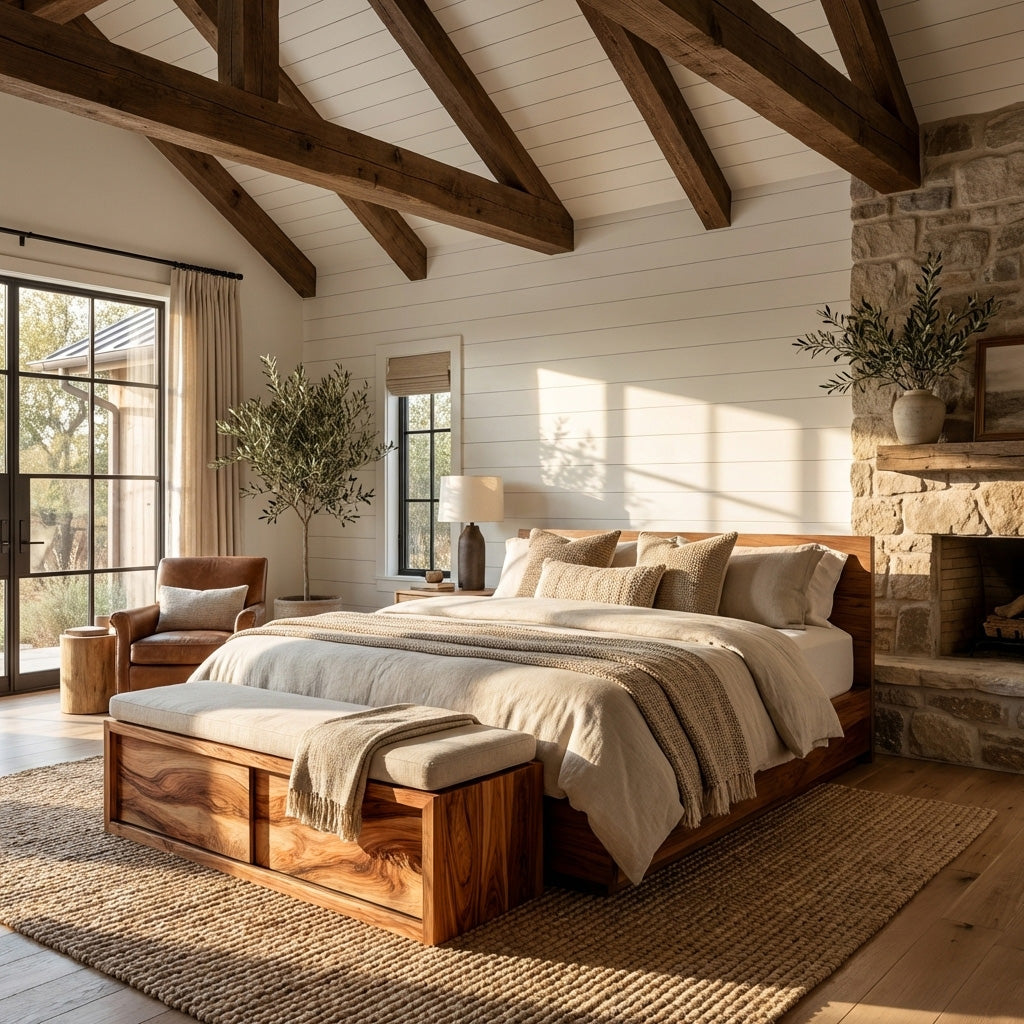 Contemporary Coastal Storage Bench For Living Room