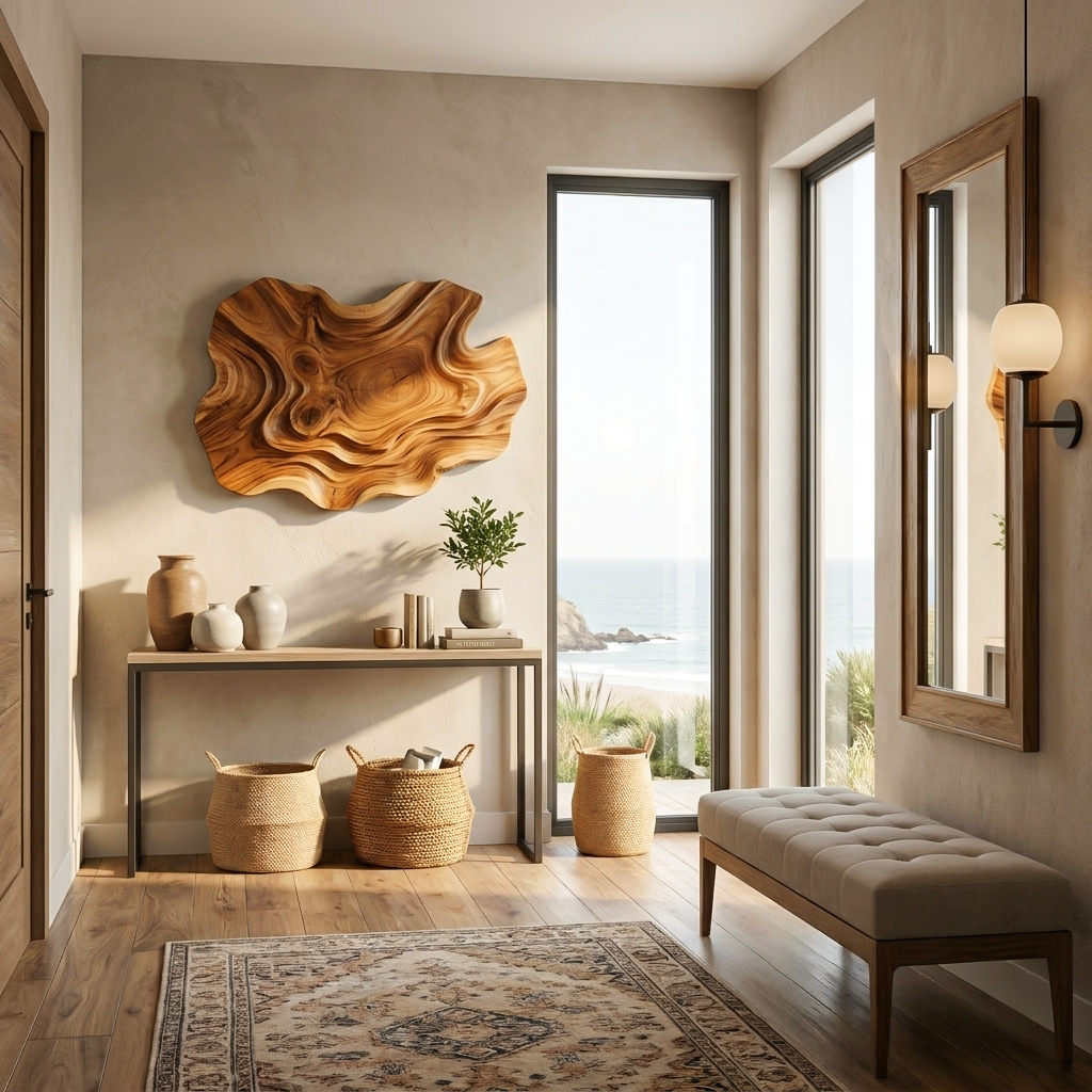Abstract Wooden Wave Wall Art For Contemporary Living Room